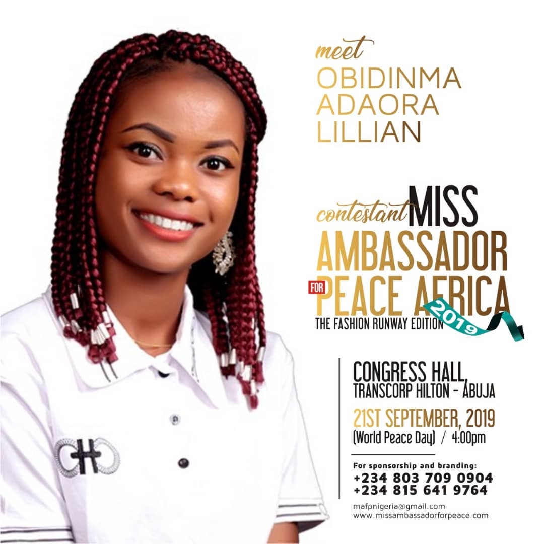 Credivote -miss ambassador for peace africa - adaora lillian