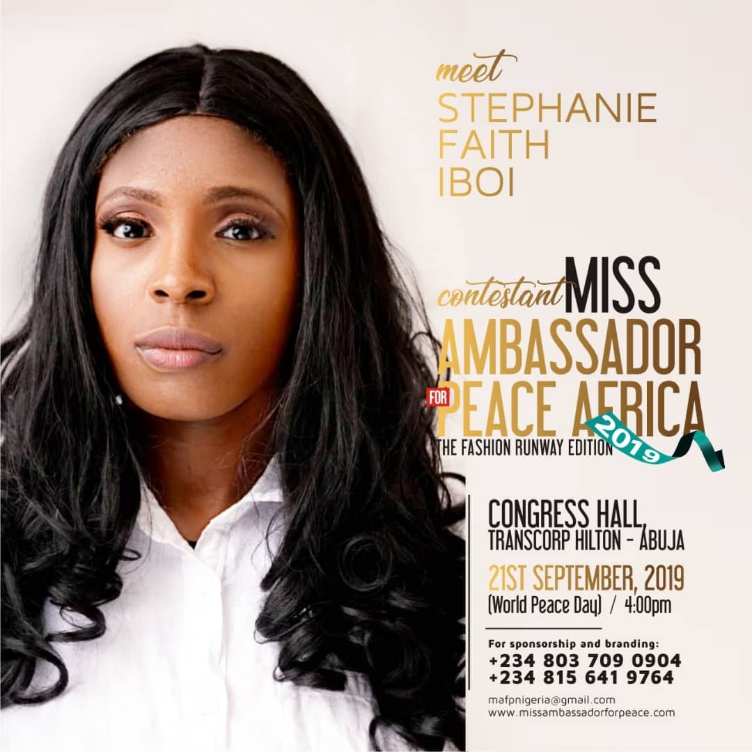 Credivote -miss ambassador for peace africa - faith stephanie iboi