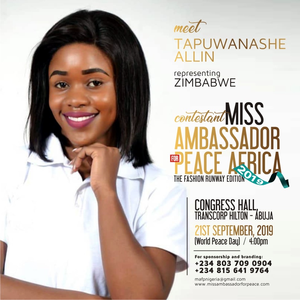 Credivote -miss ambassador for peace africa - tapuwanashe allin